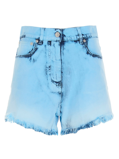 Msgm Distressed-effect Denim Shorts In Blue