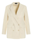 Theory Textured Double-breasted Blazer In White