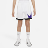 Nike Dri-fit Big Kids' Basketball Shorts In White,black,black,electro Purple