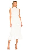 Milly Cami Top Pleated Midi Dress In White