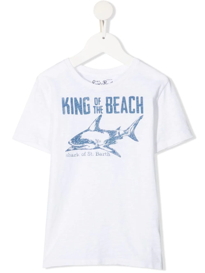 Mc2 Saint Barth Kids' King Of The Beach Print T-shirt In White