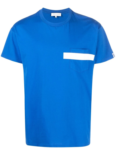 Mackintosh Stripe-detail Short-sleeve T-shirt In Blue