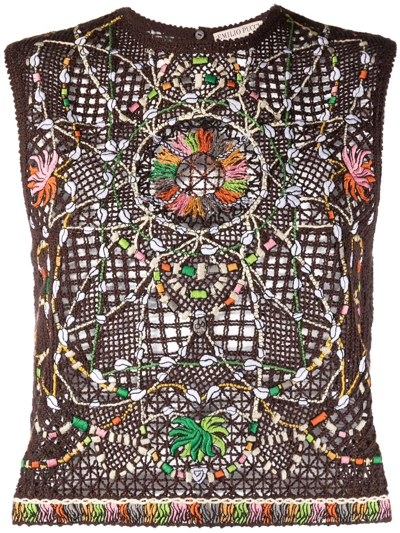 Pucci Cyprea-embroidered Blouse In Brown