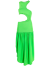 Stella Mccartney Cut-out Asymmetric Dress In Fluo Green