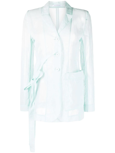 Cecilie Bahnsen Bow Detail See-through Blazer In Blue