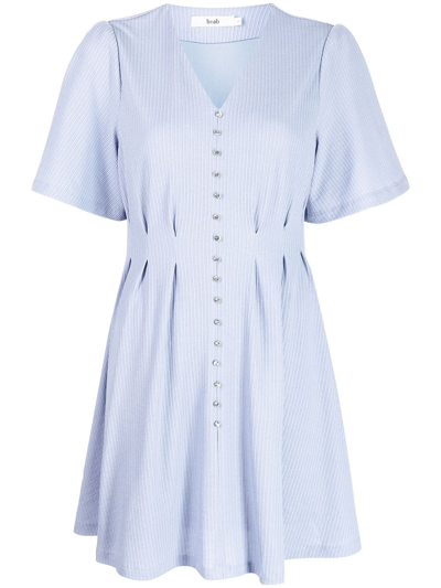 B+ab Short-sleeved Pleat-waist Flared Dress In Blue