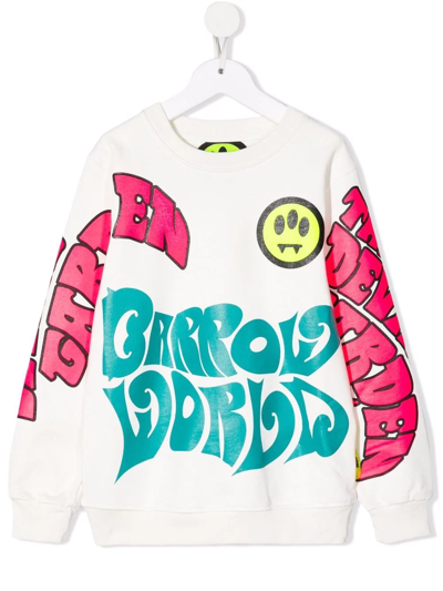 Barrow Teen Graphic-print Long-sleeved T-shirt In White