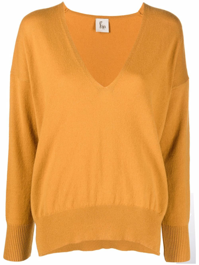 Paula V-neck Cashmere Jumper In Yellow