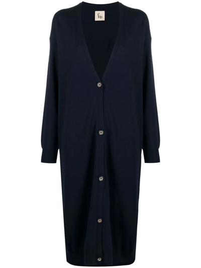 Paula V-neck Cashmere Cardi-coat In Blue