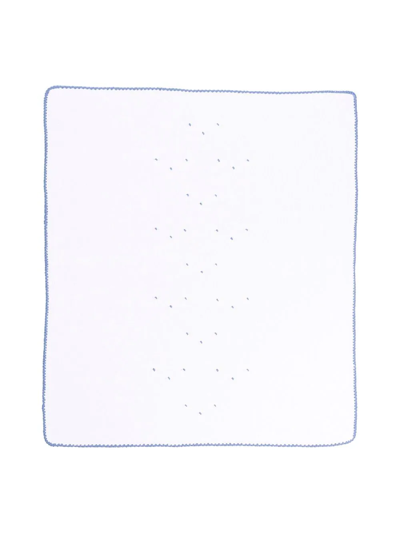 Little Bear Embroidered Cotton Blanket In White