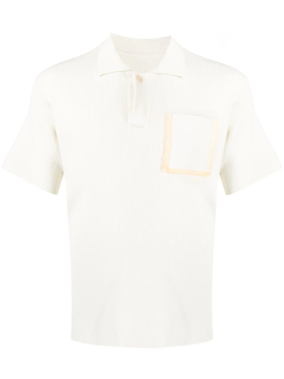 Jacquemus Fine-ribbed Polo Shirt In Ivory