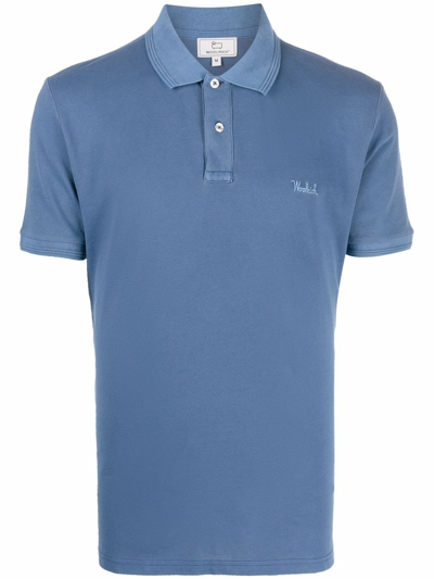 Woolrich Logo-patch Short-sleeved Polo Shirt In Blue