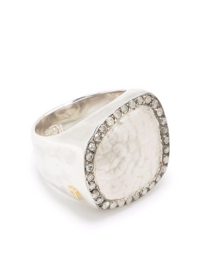 Rosa Maria Diamond Signet Ring In Silver