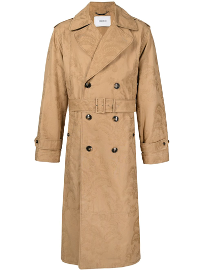 Erdem Horatio Floral-jacquard Cotton Trench Coat In Brown