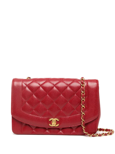 Pre-owned Chanel Medium Diana Shoulder Bag In Red