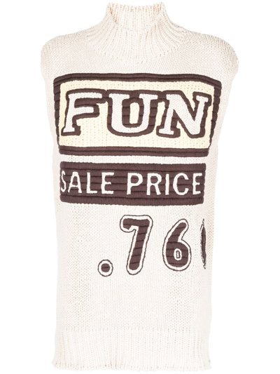 Jil Sander Graphic Logo Intarsia Knitted Vest In Skin Tones