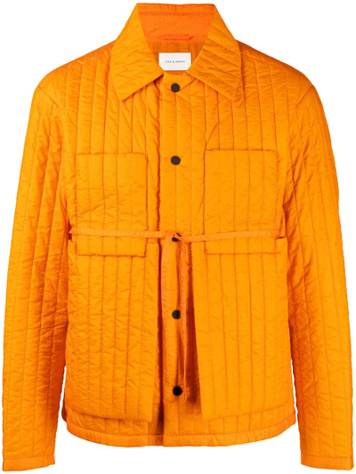 Craig Green Quilted Tie-waist Panelled Worker Jacket In Orange