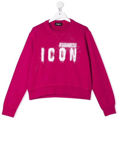 Dsquared2 Teen Logo-print Cotton Sweatshirt In Pink