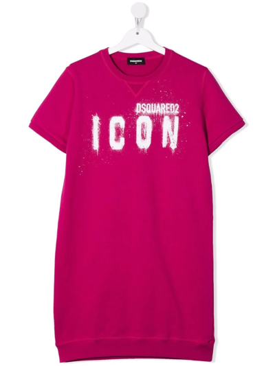 Dsquared2 Teen Logo-print T-shirt Dress In Pink