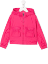 Moncler Teen Hooded Lightweight Rain Jacket In Pink