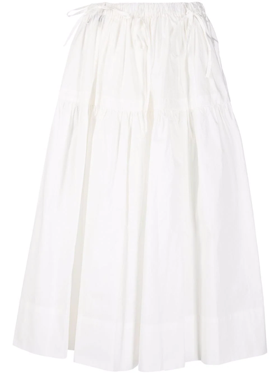 Act N°1 Drawstring Tiered Midi Skirt In White
