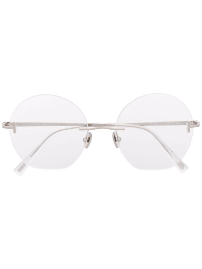 Tom Ford Ft5809 Round Glasses In Silver