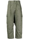 FUMITO GANRYU CROPPED STRAIGHT CARGO TROUSERS