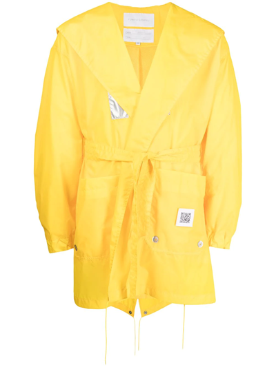 Fumito Ganryu Reflective Panel Hooded Raincoat In Yellow
