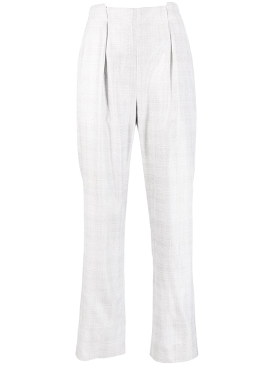 Agnona Pleat-front Check Trousers In Grey