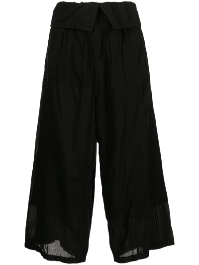 Y's Cropped Paperbag-waist Culottes In Black