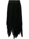 YOHJI YAMAMOTO RAG-HEM MIDI-SKIRT