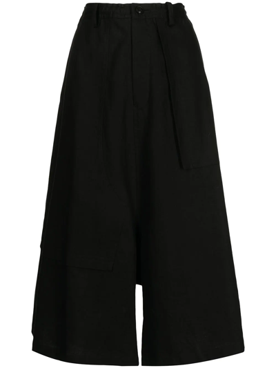 Y's Flared Cropped Trousers In Black