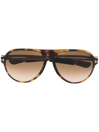Tom Ford Tortoiseshell Pilot-frame Sunglasses In Brown