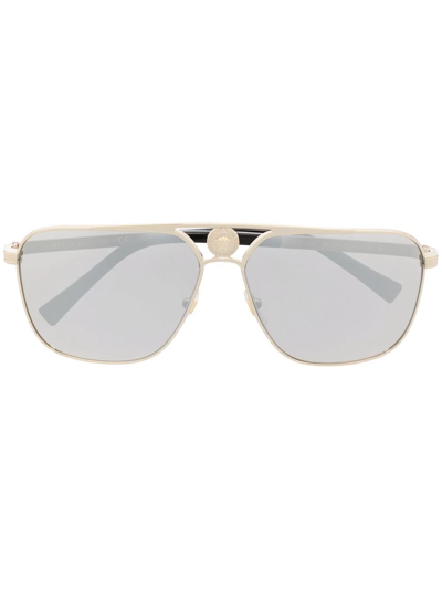 Versace Medusa Head Pilot-frame Sunglasses In Gold