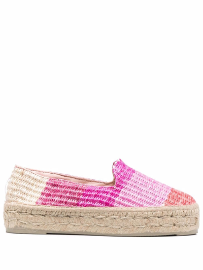 Manebi 40mm Striped Raffia Espadrilles In Pink