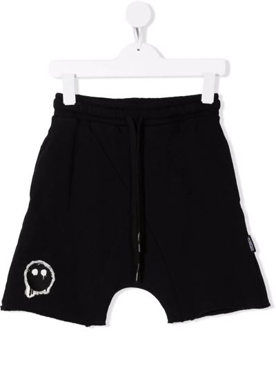 Nununu Kids' Distressed-patch Detail Shorts In Black