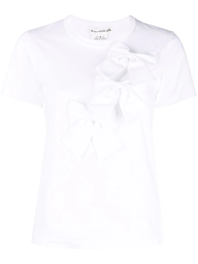 Comme Des Garcons Girl Bow-embellished Cotton T-shirt In White