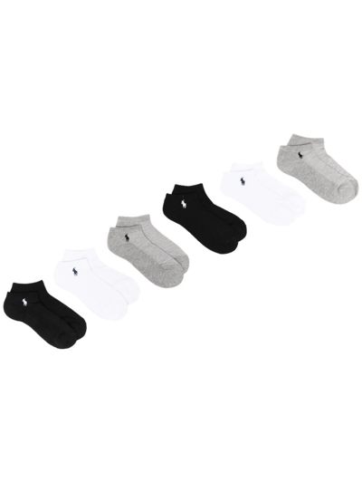 Polo Ralph Lauren Logo Embroidered Ankle Socks In Black