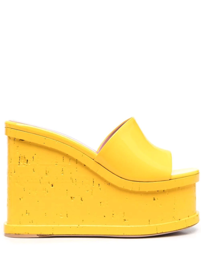 Haus Of Honey Yellow Leather Lacquer Doll Platform Mules