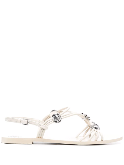 Tory Burch Capri Strappy Bead Slingback Sandals In White