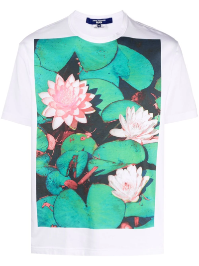 Junya Watanabe Lilly Graphic-print Cotton-jersey T-shirt In White