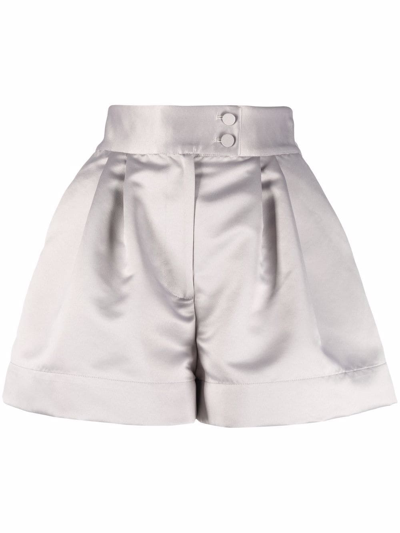 Styland High-waisted Pleated Shorts In Grey
