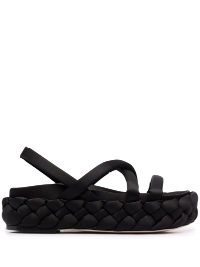 Paloma Barceló Woven Slingback Sandals In Black