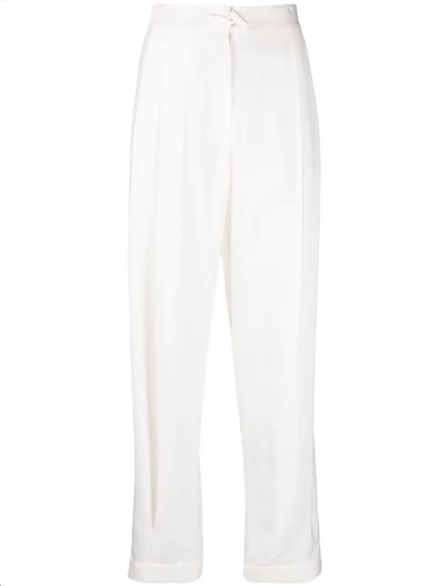 Emporio Armani High-waisted Wide Leg Trousers In White