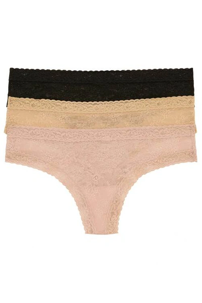 Natori Escape Thong 3 Pack In Ribbon Pink/bright Berry/paradise