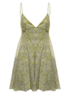 Giovanni Bedin Gathered Pleated V-neck Dress In Green