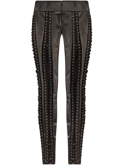 Dolce & Gabbana Corset-style Eyelet-detail Leggings In Black