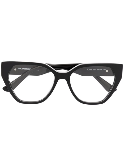 Karl Lagerfeld Polished-effect Cat-eye Glasses In Black
