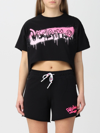Disclaimer Cropped  Cotton T-shirt With Logo In Black
