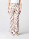 Sportmax Egeria Floral Cotton-blend Flared Pants In Pink